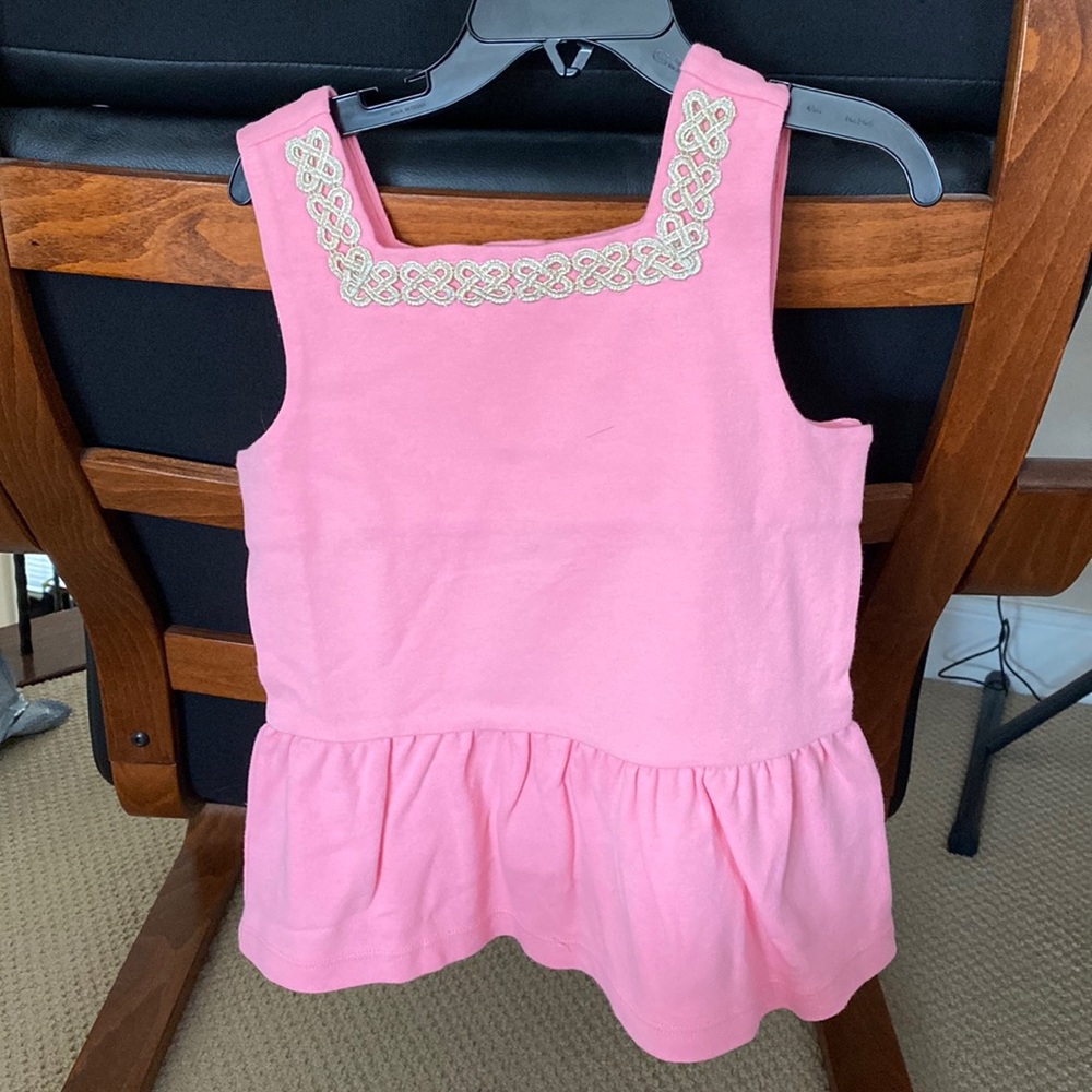 Janie and Jack sz 6 pink cotton tank, NWT